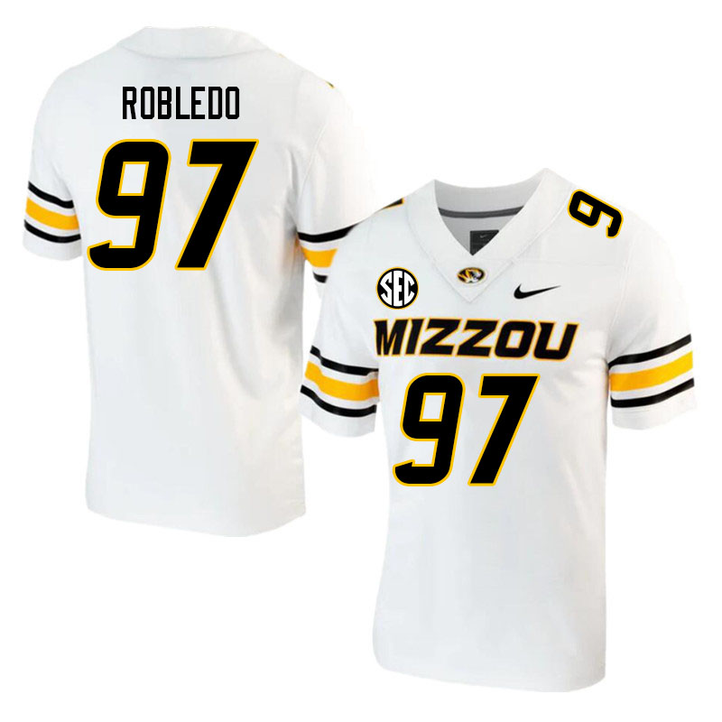 Men-Youth #97 Daniel Robledo Missouri Tigers College 2023 Football Stitched Jerseys Sale-White